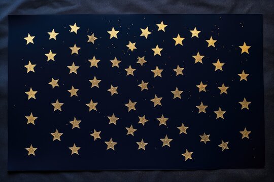 gold stars stickers arranged neatly on a dark blue chart