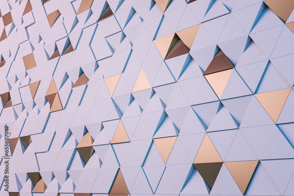 Poster creative geometric triangles wallpaper. landing page concept. 3d rendering.