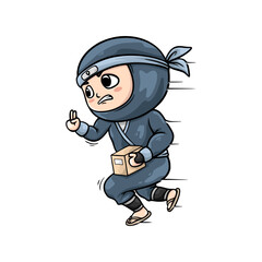 cute ninja courier service mascot logo vector © harris studio