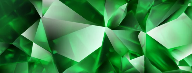 Foto op Canvas Abstract crystal background in green colors with highlights on the facets and refracting of light © Olga Moonlight