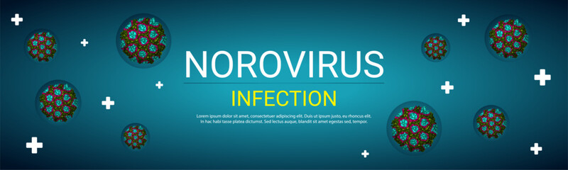 Norovirus banner vector illustration on dark background