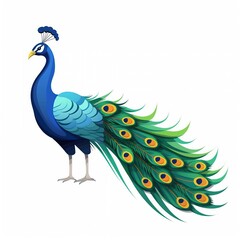Peacock with colorful feather, Indian national bird. Vector illustration design.