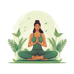 International Yoga Day: A woman gracefully practicing yoga, striking a yoga body posture.Vector illustration design