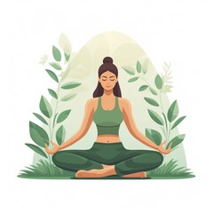 International Yoga Day: A woman gracefully practicing yoga, striking a yoga body posture.Vector illustration design