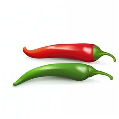 Fresh red and green chilly on white background. 