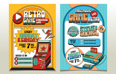 Poster Gaming Streaming With Retro Classic Arcade Video Gaming Machine