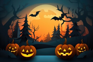Halloween with scary pumpkin background. Generative AI