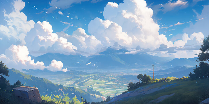 Beautiful hills with clouds