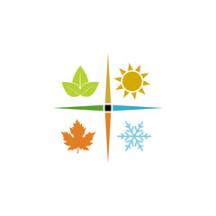 Season icons. Summer, winter, autumn, spring illustration isolated on transparent background