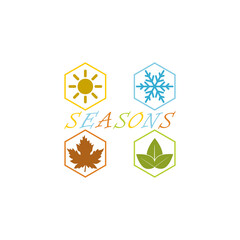 Season icons. Summer, winter, autumn, spring illustration isolated on transparent background