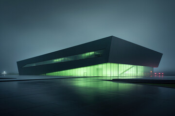 Dark green and light green style modern and minimalist style building exterior