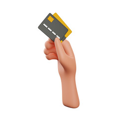 Hand holding payment card 3d illustration