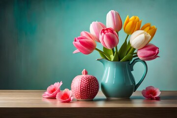 pink tulips in a vase