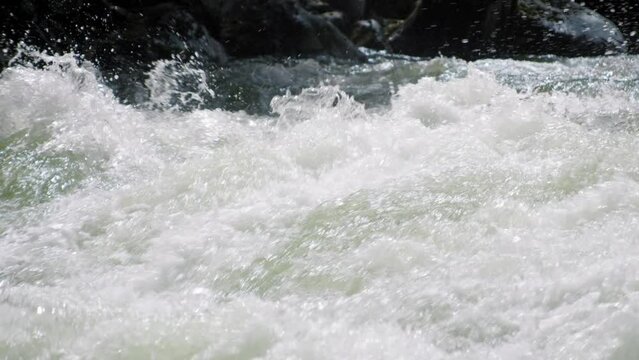 Cinematic Slow Motion Shot of River Rapids