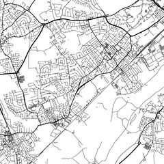 Fototapeta na wymiar 1:1 square aspect ratio vector road map of the city of Beeston in the United Kingdom with black roads on a white background.