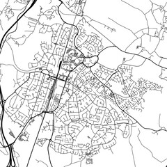 Fototapeta na wymiar 1:1 square aspect ratio vector road map of the city of Welwyn Garden City in the United Kingdom with black roads on a white background.
