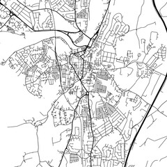 1:1 square aspect ratio vector road map of the city of  Lancaster in the United Kingdom with black roads on a white background.