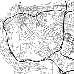 Fototapeta na wymiar 1:1 square aspect ratio vector road map of the city of Runcorn in the United Kingdom with black roads on a white background.