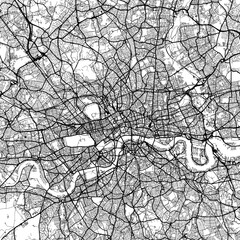 1:1 square aspect ratio vector road map of the city of  London in the United Kingdom with black roads on a white background.