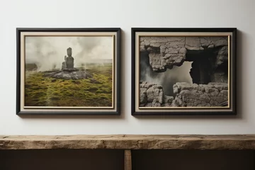 Abwaschbare Fototapete Grau two framed photographs of different landscapes coming together