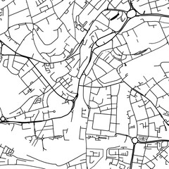 1:1 square aspect ratio vector road map of the city of  Bristol Center in the United Kingdom with black roads on a white background.