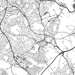 Fototapeta na wymiar 1:1 square aspect ratio vector road map of the city of Solihull in the United Kingdom with black roads on a white background.