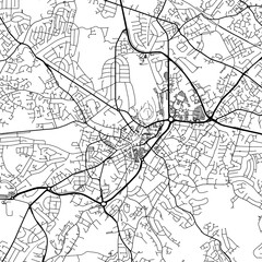 1:1 square aspect ratio vector road map of the city of  Dudley in the United Kingdom with black roads on a white background.