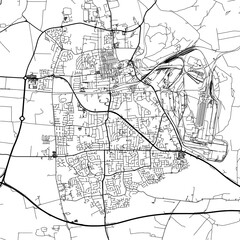 Fototapeta na wymiar 1:1 square aspect ratio vector road map of the city of Scunthorpe in the United Kingdom with black roads on a white background.