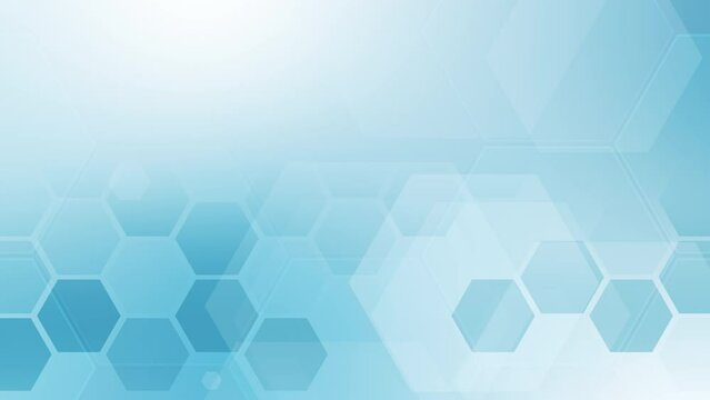 Abstract scientific blue background with hexagonal geometric shapes. Looped animation.
