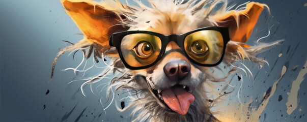 Hyper realistic crazy dog face character or portrait. - obrazy, fototapety, plakaty