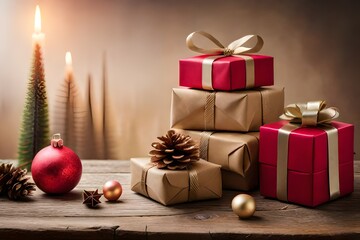 Obraz na płótnie Canvas christmas gifts and decorations