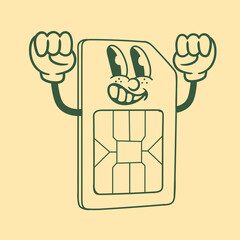 Vintage character design of sim card - obrazy, fototapety, plakaty