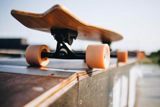 Close up of Skateboard at scate park