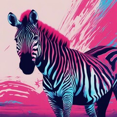 zebra with pink and white stripes 