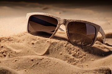 top brand sunglasses on smooth sand