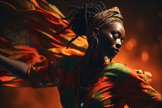 Afrobeat dancer in traditional African clothing - Celebration of heritage through movement - AI Generated