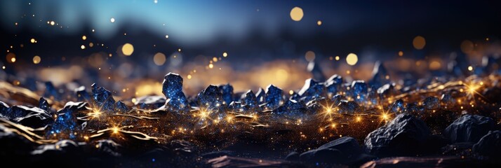 Blue And Gold Glitter With Abstract Gold Bokeh, Hd Background, Background For Website