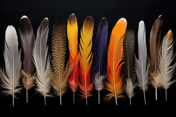 feathers of different birds lying together
