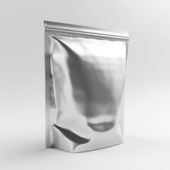 Empty metalic pouch mockup, chips packet, white background, 8K " ai generated "