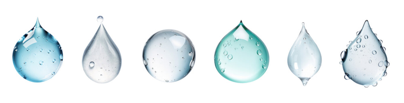 Bundle of water drops. Set isolated on transparent white background
