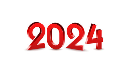 Happy new year 2024. 2024 new year with 3D luxury design template. Luxury modern red color for 2024 new year celebration