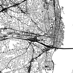 Fototapeta na wymiar 1:1 square aspect ratio vector road map of the city of Alexandria Virginia in the United States of America with black roads on a white background.
