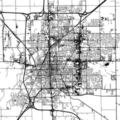 1:1 square aspect ratio vector road map of the city of  Bloomington Illinois in the United States of America with black roads on a white background.