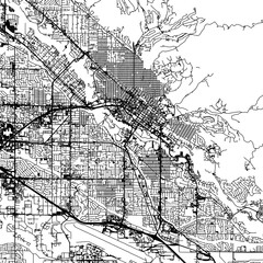 Fototapeta premium 1:1 square aspect ratio vector road map of the city of Boise Idaho in the United States of America with black roads on a white background.