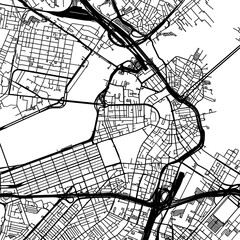 1:1 square aspect ratio vector road map of the city of  Boston Center Massachusetts in the United States of America with black roads on a white background.