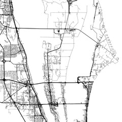 1:1 square aspect ratio vector road map of the city of  Cape Canaveral Florida in the United States of America with black roads on a white background.