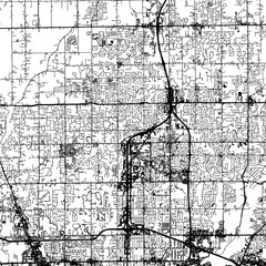 1:1 square aspect ratio vector road map of the city of  Carmel Indiana in the United States of America with black roads on a white background.