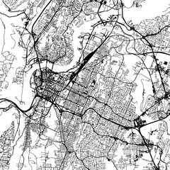 1:1 square aspect ratio vector road map of the city of  Chattanooga Tennessee in the United States of America with black roads on a white background.