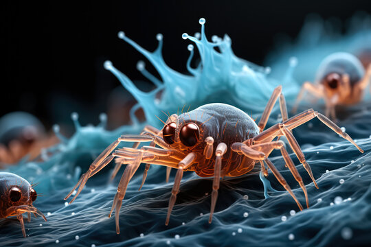 Intricate macro exploration of microscopic parasites under high-powered microscopic lens 