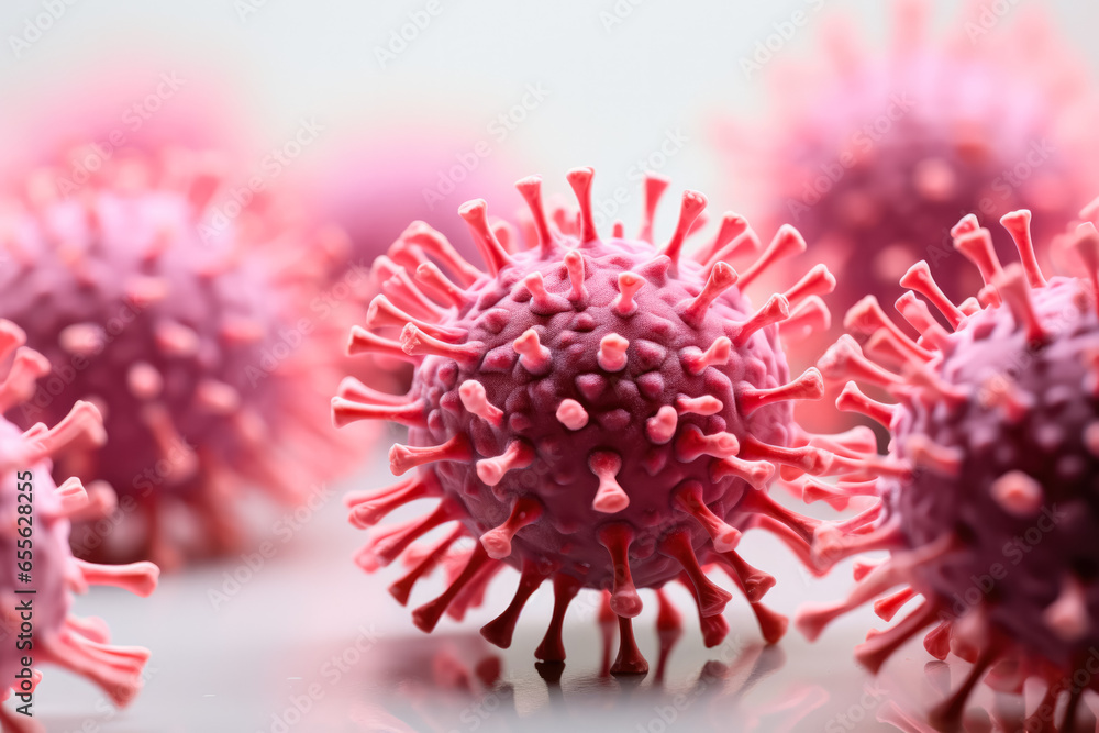 Poster detailed macro image of virus structures isolated on a white background